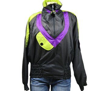Vintage 90s OBERMEYER Ski Snow Windbreaker Half Zip Color Block Pullover 12